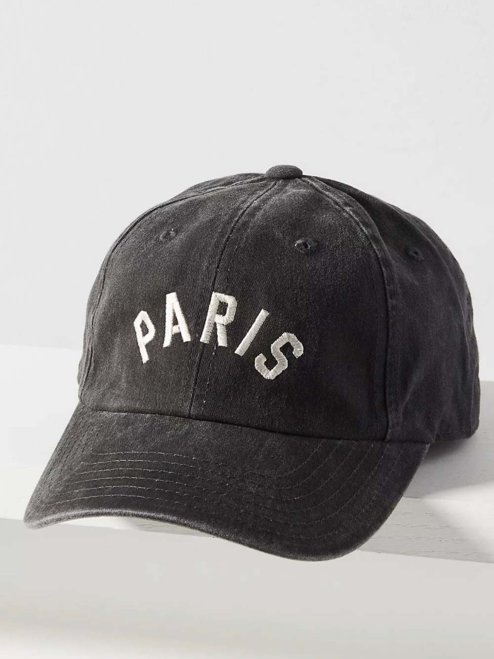 Anthropologie Black 'Paris' Embroidered Baseball Cap